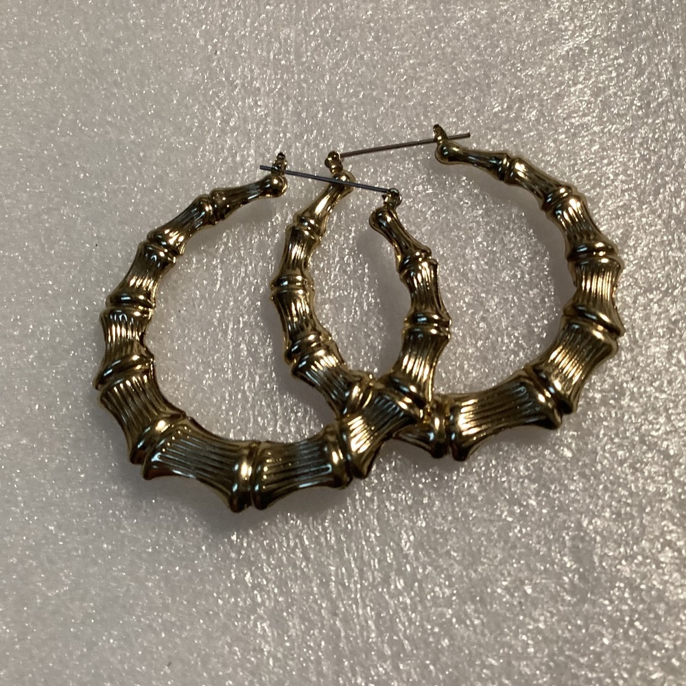 Vintage Large Hoop Gold Tone Earrings